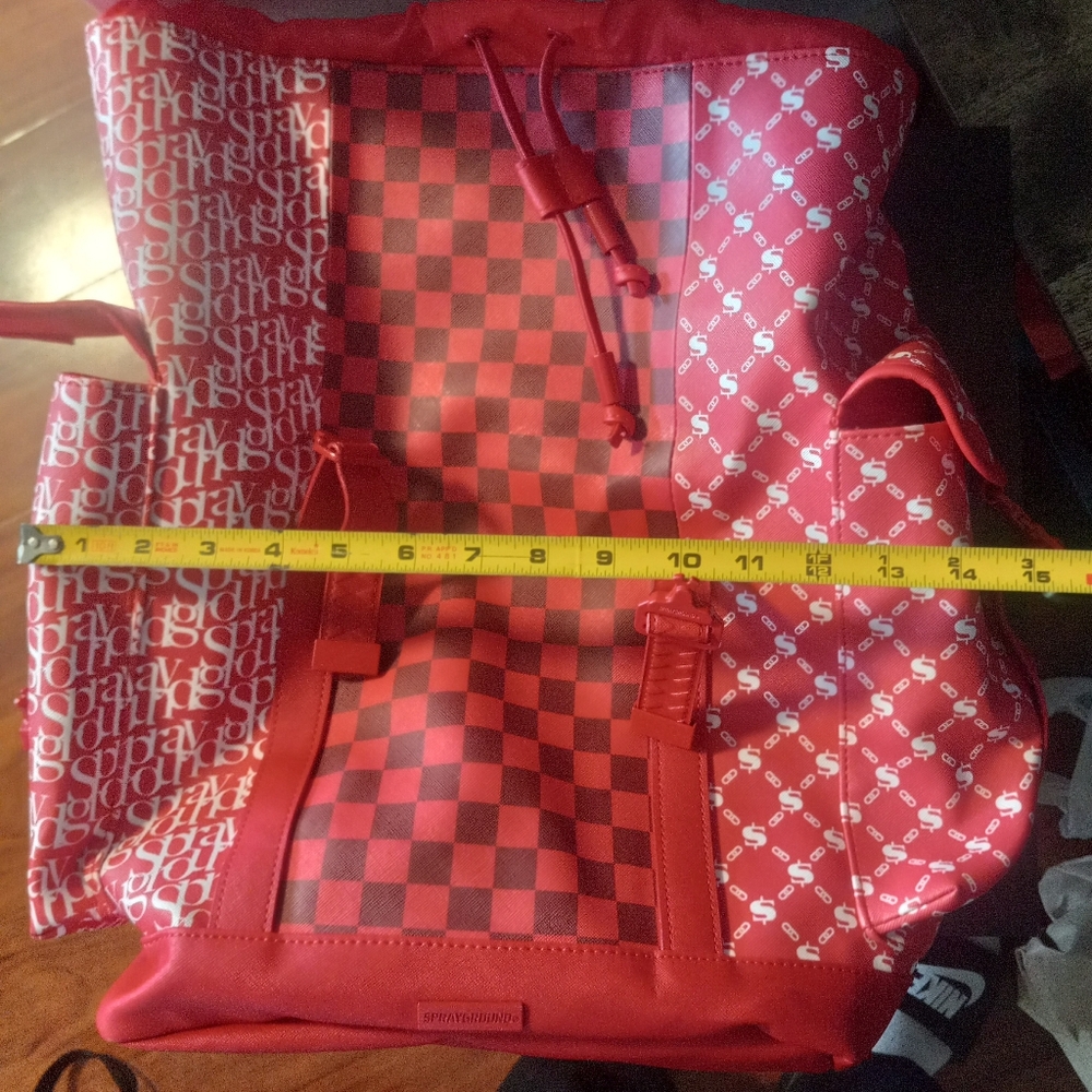 Sprayground Red/White Checkard, Moneysign, Sprayground Logo Bookbag Backpack NWT - Picture 12 of 12